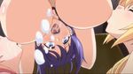  ahegao animated animated_gif areolae blue_eyes blush breast_sucking breasts clothes deep_skin hiiragi_kururu huge_breasts lactation long_hair mankitsu_happening milk mitsuki_otona open_mouth purple_hair suzukawa_rei yuri 