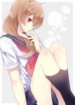  bad_id bad_pixiv_id brown_hair genderswap genderswap_(mtf) gintama highres long_hair okita_sougo okita_souko pakkuncho red_eyes school_uniform serafuku 