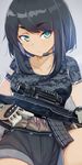  aqua_eyes battlefield_(series) battlefield_4 black_hair gloves gun headset holding holding_gun holding_weapon looking_at_viewer microphone military military_uniform original rifle satori0121 scope sidelocks sks solo trigger_discipline uniform weapon 