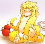  balls blush butt chiro_(artist) chubby erection feet looking_at_viewer male mammal monkey overweight penis presenting primate smirk solo unknown_character 