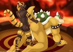  absurd_res all_fours anal anal_penetration anthro anus balls blush bowser butt canine cum cumshot dragon erection eyes_closed from_behind fur furryratchet hi_res hybrid jackal king koopa looking_back male male/male mammal mario_bros nintendo nude on_floor open_mouth orgasm penetration penis reptile royalty scalie sex sharp_teeth shell spikes squint standing sweat teeth tongue tongue_out turtle video_games 