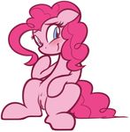  blue_eyes blush equine female friendship_is_magic fur furrgroup_(artist) hair horse mammal my_little_pony pink_fur pink_hair pinkie_pie_(mlp) pony pussy simple_background sitting smile solo white_background 