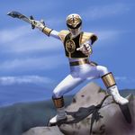  blue_sky bodysuit day fighting_stance gosei_sentai_dairanger hakase_(takkun-hakase) helmet holding holding_sword holding_weapon kiba_ranger male_focus mighty_morphin_power_rangers outdoors outstretched_arms power_rangers realistic rock sky solo standing super_sentai sword weapon white_ranger 