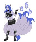  2011 anthro anthrofied blue_hair boots canine clothing female fire footwear fox foxy_loxy_(character) fur gloves hair long_hair looking_at_viewer mammal micki multiple_tails ninetales nintendo orange_eyes pok&eacute;mon pok&eacute;morph shiny_pok&eacute;mon simple_background smile solo standing video_games white_background 
