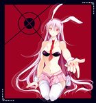  animal_ears between_breasts breasts bunny_ears hair_between_eyes hoozuki_shia long_hair miniskirt necktie necktie_between_breasts pleated_skirt purple_hair red_eyes reisen_udongein_inaba seiza sitting skirt solo thighhighs touhou very_long_hair white_legwear 