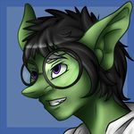  black_hair eyewear glasses goblin green_skin hair humanoid male purple_eyes slayer49 