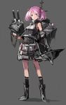  alternate_costume armor bunny chainmail commentary full_body hair_bobbles hair_ornament highres kantai_collection machinery pink_eyes pink_hair sazanami_(kantai_collection) shield short_hair solo spikes sumisu_(mondo) turret 