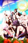  airfield_hime anchorage_water_oni bad_id bad_pixiv_id battleship_hime beach bikini breasts destroyer_hime juurouta kantai_collection large_breasts light_cruiser_oni medium_breasts midway_hime multiple_girls northern_ocean_hime seaport_hime shinkaisei-kan swimsuit 