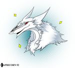  2013 anthro black_fur capricorn92 english_text female fur hair half-closed_eyes long_hair markings nude ophelia pointy_ears red_eyes sergal simple_background slit_pupils smile solo text white_background white_fur white_hair 