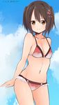  akky_(akimi1127) bangs bikini brown_eyes brown_hair highres kantai_collection sendai_(kantai_collection) short_hair solo swimsuit twintails two_side_up 