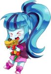  blue_hair blush equestria_girls female food friendship_is_magic hair my_little_pony oathkeeper21 open_mouth ponytail sonata_dusk_(eg) taco 