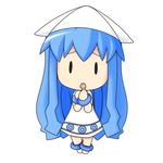  blue_hair chibi ikamusume looking_at_viewer musashino_udon shinryaku!_ikamusume simple_background squid_girl tentacle_hair white_background 