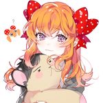  bad_id bad_pixiv_id bow crab gekkan_shoujo_nozaki-kun gen_1_pokemon hair_bow hug light_smile long_hair looking_at_viewer orange_hair paras piyo_(ppotatto) pokemon pokemon_(creature) polka_dot polka_dot_bow purple_eyes rouman_academy_uniform sakura_chiyo school_uniform upper_body 