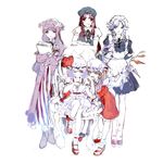  bat_wings beret blue_bow blue_hair blue_ribbon book bow braid crescent crescent_hair_ornament dress flandre_scarlet frilled_dress frilled_shirt frilled_shirt_collar frilled_sleeves frills hair_ornament hair_ribbon hat hat_ribbon hong_meiling izayoi_sakuya long_hair maid maid_headdress mary_janes multiple_girls okomeuma pajamas patchouli_knowledge puffy_short_sleeves puffy_sleeves purple_eyes purple_hair red_bow red_eyes red_hair red_ribbon remilia_scarlet ribbon shirt shoes short_hair short_sleeves side_braid silver_hair sitting smile striped touhou twin_braids wings wrist_cuffs 