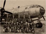  aircraft airplane b-29_superfortress full_body hat kneeling logo long_sleeves male_focus military military_uniform military_vehicle monochrome multiple_boys peaked_cap propeller signature sketch smile squatting standing teruo_arima uniform 