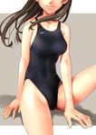  brown_hair competition_swimsuit head_out_of_frame katahira_masashi long_hair one-piece_swimsuit original smile solo swimsuit 