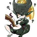  1girl ? belly blush female imp kanta_(k_n_t_r_o) midna nintendo red_eyes simple_background sweat the_legend_of_zelda the_legend_of_zelda:_twilight_princess twilight_princess unknown_artist video_games yellow_sclera 