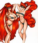  2girls bikini breasts dead-kittens johnny_test large_breasts mary_test multiple_girls red_hair simple_background susan_test tagme 