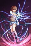  bad_id bad_pixiv_id biribiri brown_eyes brown_hair electricity hair_ornament hairclip highres misaka_mikoto muruaka school_uniform skirt solo sweater_vest to_aru_kagaku_no_railgun to_aru_majutsu_no_index 