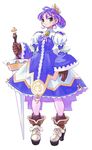  aqua_eyes armor armored_boots armored_dress boots dress eclair_(la_pucelle) expressionless full_body gloves green_eyes highres holding holding_sword holding_weapon la_pucelle leggings long_sleeves looking_at_viewer official_art purple_hair ryoji_(nomura_ryouji) simple_background solo standing sword weapon white_background white_legwear wide_sleeves 