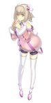  ar_tonelico ar_tonelico_iii bike_shorts blonde_hair bow braid dress full_body hair_ornament highres legs nagi_ryou official_art pink_eyes saki_(ar_tonelico) short_hair solo standing thighhighs transparent_background white_legwear 