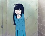  :o ahoge animated animated_gif black_hair chibi hypnotic kimi_ni_todoke kuronuma_sawako long_hair lowres school_uniform screencap solo 