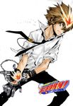  chain fire gloves katekyo_hitman_reborn! male_focus necktie non-web_source sawada_tsunayoshi solo 