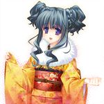  blue_hair blush hair_up japanese_clothes kimono new_year original purple_eyes solo upper_body yasaka_minato 