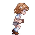  andou_shuuki animated animated_gif brown_hair full_body hair_ornament hairclip lowres misaka_mikoto pixel_art running school_uniform short_hair solo to_aru_kagaku_no_railgun to_aru_majutsu_no_index transparent_background 