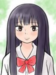  bangs black_hair blunt_bangs blush brown_eyes hime_cut kimi_ni_todoke kuronuma_sawako long_hair majikana school_uniform smile solo 