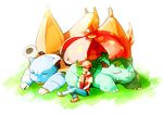  bad_id bad_pixiv_id baseball_cap black_hair blastoise charizard dada_(dolce) dragon gen_1_pokemon hat pokemon pokemon_(creature) pokemon_(game) pokemon_rgby red_(pokemon) sleeping venusaur 