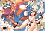  animal_ears animal_print ball barefoot beachball bikini blade_(galaxist) breast_squeeze breasts cat_ears copyright_name falling fingerless_gloves gloves medium_breasts multiple_girls sky sun swimsuit tail tan tiger_ears tiger_print tiger_tail toranoana v_arms volleyball 