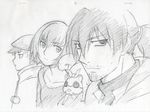  2boys bad_id bad_pixiv_id beard color_trace darker_than_black facial_hair greyscale hat hei july_(darker_than_black) komori_takahiro monochrome multiple_boys official_art petya production_art sketch squirrel suou_pavlichenko 