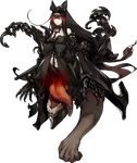  akira_(kadokawa) black_hair bow breasts chain claws full_body gothic_lolita hair_bow kantai_collection lolita_fashion long_hair machinery official_art red_eyes seaplane_tender_hime shinkaisei-kan small_breasts transparent_background very_long_hair 