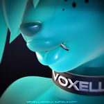  3d android blue_hair blue_nose cabbit cat cgi close-up collar digital_media_(artwork) facial_piercing feline freckles hair hybrid lagomorph lip_piercing lips machine male mammal name_tag piercing rabbit robot rubber shiny solo solo_focus voxell voxell_voxell 