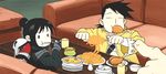  1boy 1girl animated animated_gif black_hair food fullmetal_alchemist lan_fan ling_yao ninja 