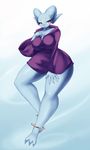  anklet anthro big_breasts breasts clothed clothing eyelashes female jewelry looking_at_viewer mrsk solo sweater thick_thighs unknown_species wide_hips yellow_eyes 