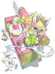  blonde_hair blue_eyes cake cat clothing cute feline female feral food hair kemono mammal open_mouth siamsese skirt young 宇月まいと 