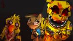  2015 avian beak bird blood brown_fur chika_(fnaf) clothing cutie_mark equine fan_character five_nights_at_freddy&#039;s friendship_is_magic fur golden_freddy_(fnaf) hair horse imminent_death male mammal my_little_pony n-prophet open_mouth simple_background teeth video_games 