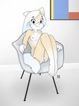  2015 anthro blue_eyes blush breasts canine cub cute female fox hair ihavnoname looking_at_viewer mammal nipples nude pinup pose pussy small_breasts smile solo white_hair young 