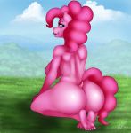  2018 anthro anthrofied artbymadara breasts cloud detailed_background digital_media_(artwork) earth_pony equine female friendship_is_magic grass hair hi_res horse mammal my_little_pony pink_hair pinkie_pie_(mlp) pony side_boob smile solo 