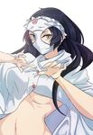  blue_snow breasts commentary_request fude-pen kajou_ayame object_on_head panties panties_on_head panty_mask penetration_gesture shimoneta_to_iu_gainen_ga_sonzai_shinai_taikutsu_na_sekai solo underboob underwear 