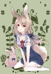  animal_ears brown_hair bunny bunny_ears highres long_hair original ripu_(sherypton) sitting smile solo wariza 