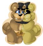  alpha_channel balls bear cum cum_on_penis erection five_nights_at_freddy&#039;s freddy_(fnaf) fronnie glowing glowing_eyes golden_freddy_(fnaf) hat headgear male male/male mammal nude orgasm penis plushie simple_background smile standing teddybear teeth toy transparent_background video_games 