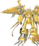  armor bandai claws digimon digimon_xros_wars fangs full_armor horns mecha monster no_humans scan shoulder_pads shoutmon_ex6 simple_background solo wings 