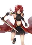  alexander_(fate/grand_order) armor braid fate/grand_order fate_(series) male_focus midriff red_eyes red_hair sandals single_braid solo sword weapon zaphylla 