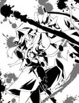  flandre_scarlet from_below greyscale hat mob_cap monochrome side_ponytail solo touhou wings yuuki_(yuyuki000) 