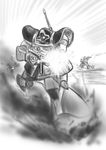  chaborin dom firing gun gundam mecha mobile_suit_gundam monochrome weapon 