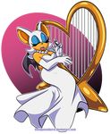  &lt;3 breasts cleavage clothed clothing dress eyes_closed female harp musical_instrument necklace omegasunburst_(artist) rouge_the_bat singing solo sonic_(series) wings 