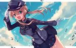  anchor_hair_ornament blonde_hair breasts hair_ornament hat kantai_collection long_hair medium_breasts military military_uniform open_mouth peaked_cap prinz_eugen_(kantai_collection) shugao solo twintails uniform 